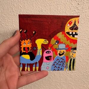 “Friends of Filbert” original mini acrylic painting 4x4”